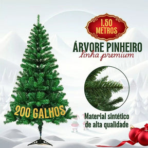 Kit 3 em 1 Natalina: Árvore De Natal 1,50m Decorada + 86 Enfeites e Pisca Pisca LED